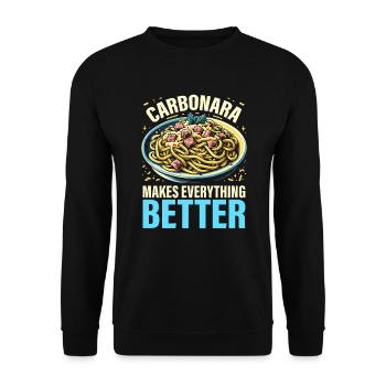 Carbonara-Nudeln Nudelnudeln Italienisches Essen - Unisex Pullover - Schwarz - Vorne - Alina (178cm) & Michal (187cm)