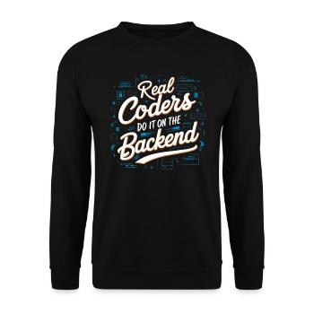 Backend-Entwickler Programmierung Softwareprogrammierer - Unisex Pullover - Schwarz - Vorne - Alina (178cm) & Michal (187cm)