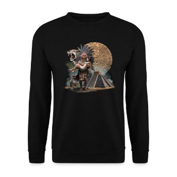 Aztec Warrior Indigenous Mexican Aztec Jaguar - Unisex Sweatshirt - black - Front - Alina (178cm) & Michal (187cm)