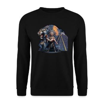 Aztec Warrior Indigenous Mexican Aztec Jaguar - Unisex Sweatshirt - black - Front - Alina (178cm) & Michal (187cm)