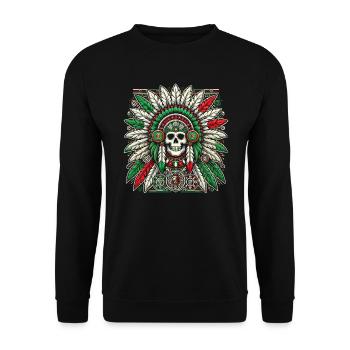Aztec Warrior Indigenous Mexican Aztec Jaguar - Unisex Sweatshirt - black - Front - Alina (178cm) & Michal (187cm)