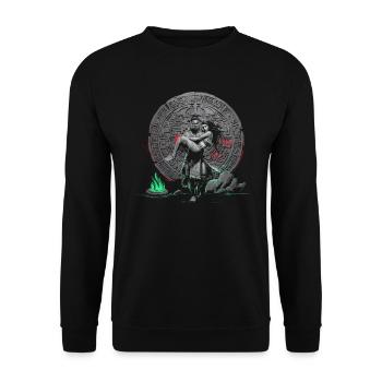 Aztec Warrior Indigenous Mexican Aztec Jaguar - Unisex Sweatshirt - black - Front - Alina (178cm) & Michal (187cm)