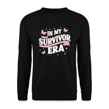 Ruban de sensibilisation au cancer du sein pour les survivantes du cancer - Sweat-shirt Unisexe - noir - Devant - Alina (178cm) & Michal (187cm)