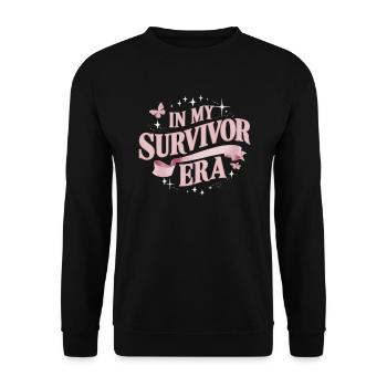 Breast Cancer Awareness Cancer Survivor Ribbon - Unisex Sweatshirt - black - Front - Alina (178cm) & Michal (187cm)
