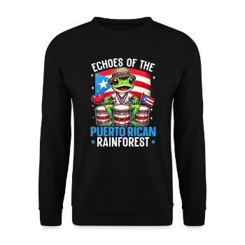 Coqui Frosch Puerto Rico Pride Boricua Puerto-Ricaner - Unisex Pullover - Schwarz - Vorne - Alina (178cm) & Michal (187cm)