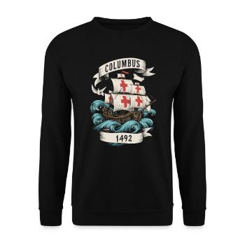 Columbus Day Christopher Columbus Italian American - Unisex Sweatshirt - black - Front - Alina (178cm) & Michal (187cm)