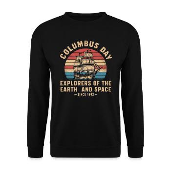 Columbus Day Christophe Colomb Italo-Américain - Sweat-shirt Unisexe - noir - Devant - Alina (178cm) & Michal (187cm)