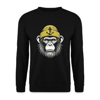 Seemännischer Affe - Unisex Pullover - Schwarz - Vorne - Alina (178cm) & Michal (187cm)