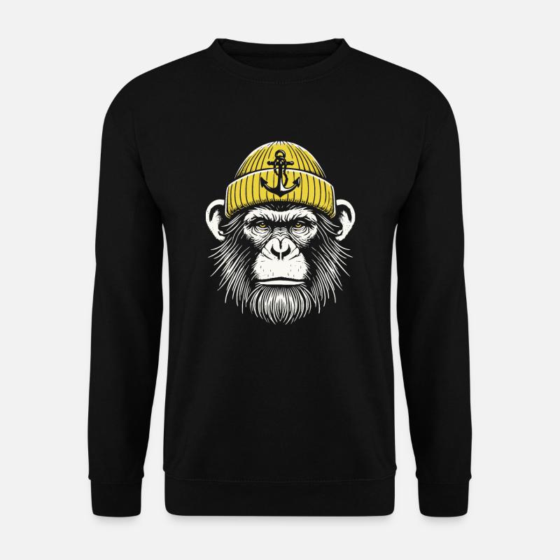 Seemännischer Affe - Unisex Pullover - Schwarz