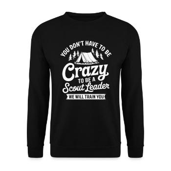 Scout Leader Scouting Campfire Camping Tent - Unisex Sweatshirt - black - Front - Alina (178cm) & Michal (187cm)