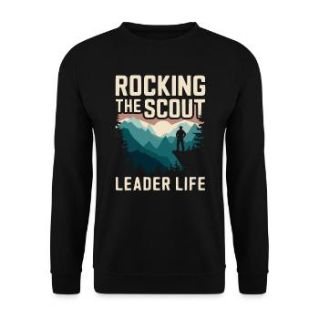 Scout Leader Scouting Campfire Camping Tent - Unisex Sweatshirt - black - Front - Alina (178cm) & Michal (187cm)