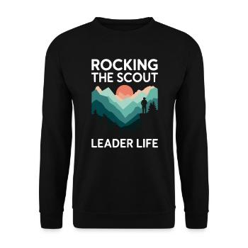 Pfadfinderführer Pfadfinder Lagerfeuer Campingzelt - Unisex Pullover - Schwarz - Vorne - Alina (178cm) & Michal (187cm)