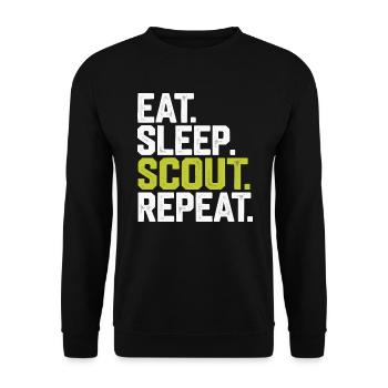 Scout Leader Scouting Campfire Camping Tent - Unisex Sweatshirt - black - Front - Alina (178cm) & Michal (187cm)