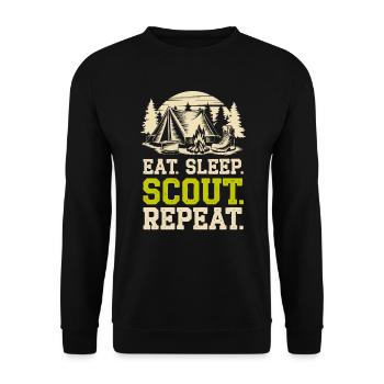 Scout Leader Scouting Campfire Camping Tent - Unisex Sweatshirt - black - Front - Alina (178cm) & Michal (187cm)