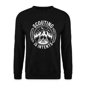 Pfadfinderführer Pfadfinder Lagerfeuer Campingzelt - Unisex Pullover - Schwarz - Vorne - Alina (178cm) & Michal (187cm)