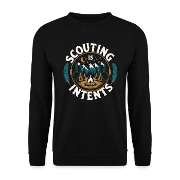 Pfadfinderführer Pfadfinder Lagerfeuer Campingzelt - Unisex Pullover - Schwarz - Vorne - Alina (178cm) & Michal (187cm)