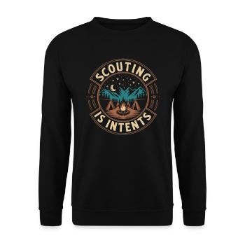 Pfadfinderführer Pfadfinder Lagerfeuer Campingzelt - Unisex Pullover - Schwarz - Vorne - Alina (178cm) & Michal (187cm)