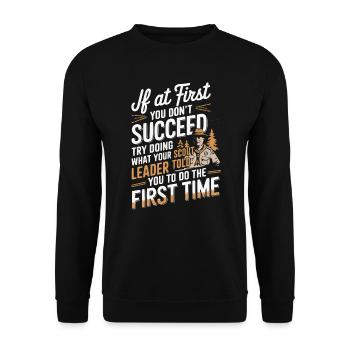 Scout Leader Scouting Campfire Camping Tent - Unisex Sweatshirt - black - Front - Alina (178cm) & Michal (187cm)