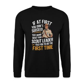 Scout Leader Scouting Campfire Camping Tent - Unisex Sweatshirt - black - Front - Alina (178cm) & Michal (187cm)