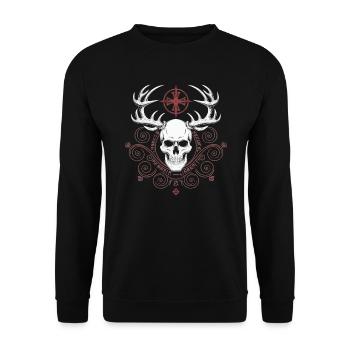 Asatru Walhalla Skandinavischer Stolz Nordmänner Wikinger - Unisex Pullover - Schwarz - Vorne - Alina (178cm) & Michal (187cm)
