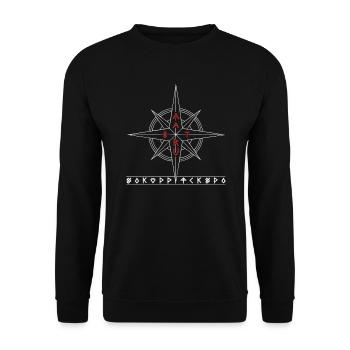 Asatru Walhalla Skandinavischer Stolz Nordmänner Wikinger - Unisex Pullover - Schwarz - Vorne - Alina (178cm) & Michal (187cm)
