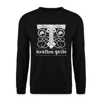 Asatru Walhalla Skandinavischer Stolz Nordmänner Wikinger - Unisex Pullover - Schwarz - Vorne - Alina (178cm) & Michal (187cm)