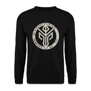 Asatru Walhalla Skandinavischer Stolz Nordmänner Wikinger - Unisex Pullover - Schwarz - Vorne - Alina (178cm) & Michal (187cm)