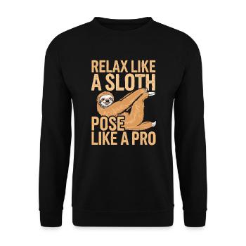 Lazy Sloth Yoga Zen Meditation Yoga Instructor - Unisex Sweatshirt - black - Front - Alina (178cm) & Michal (187cm)