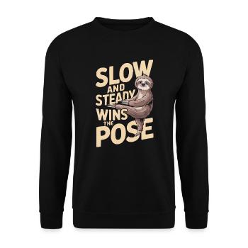 Lazy Sloth Yoga Zen Meditation Yoga Instructor - Unisex Sweatshirt - black - Front - Alina (178cm) & Michal (187cm)