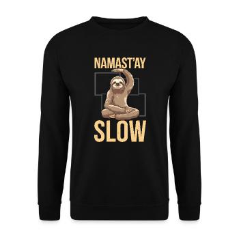 Lazy Sloth Yoga Zen Meditation Yoga Lehrer - Unisex Pullover - Schwarz - Vorne - Alina (178cm) & Michal (187cm)