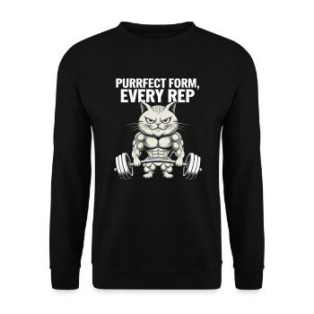 Bodybuilding Cat Fitness Workout Gym Instructor - Unisex Sweatshirt - black - Front - Alina (178cm) & Michal (187cm)