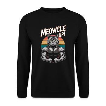 Bodybuilding Cat Fitness Workout Gym Instructor - Unisex Sweatshirt - black - Front - Alina (178cm) & Michal (187cm)