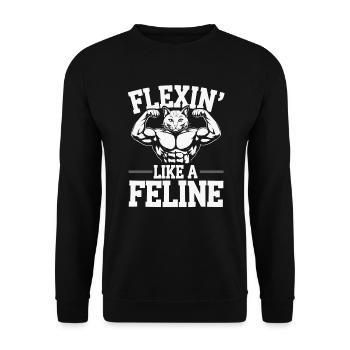 Bodybuilding Cat Fitness Workout Gym Instructor - Unisex Sweatshirt - black - Front - Alina (178cm) & Michal (187cm)