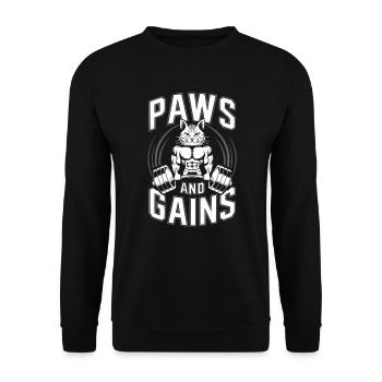 Bodybuilding Cat Fitness Workout Gym Instructor - Unisex Sweatshirt - black - Front - Alina (178cm) & Michal (187cm)