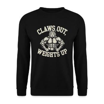 Bodybuilding Cat Fitness Workout Gym Instructor - Unisex Sweatshirt - black - Front - Alina (178cm) & Michal (187cm)