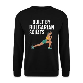 Bulgarian Squat Exercise Fitness Workout Gym - Unisex Sweatshirt - black - Front - Alina (178cm) & Michal (187cm)
