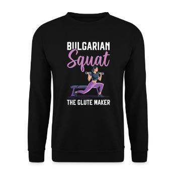 Bulgarische Kniebeuge Übung Fitness Workout Fitnessstudio - Unisex Pullover - Schwarz - Vorne - Alina (178cm) & Michal (187cm)
