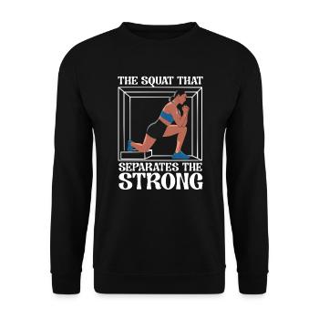 Bulgarische Kniebeuge Übung Fitness Workout Fitnessstudio - Unisex Pullover - Schwarz - Vorne - Alina (178cm) & Michal (187cm)