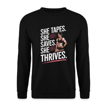 Entraîneur sportif certifié Fille Athlète Entraînement - Sweat-shirt Unisexe - noir - Devant - Alina (178cm) & Michal (187cm)