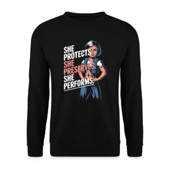 Zertifizierte Athletiktrainerin Girl Athlete Workout - Unisex Pullover - Schwarz - Vorne - Alina (178cm) & Michal (187cm)
