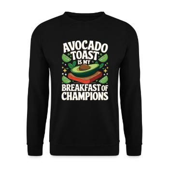 Avocado Toast Liebhaber Vegetarisches Essen Guacamole - Unisex Pullover - Schwarz - Vorne - Alina (178cm) & Michal (187cm)