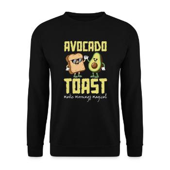 Avocado Toast Liebhaber Vegetarisches Essen Guacamole - Unisex Pullover - Schwarz - Vorne - Alina (178cm) & Michal (187cm)