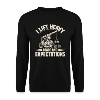 Crane Operator Job Profession Construction Worker - Unisex Sweatshirt - black - Front - Alina (178cm) & Michal (187cm)