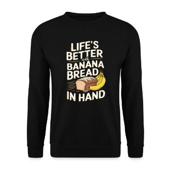 Banana Bread Eater Food Lover Breakfast Foodie - Unisex Sweatshirt - black - Front - Alina (178cm) & Michal (187cm)