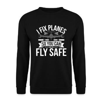 Aircraft Technician Avionics Maintenance Airport - Unisex Sweatshirt - black - Front - Alina (178cm) & Michal (187cm)