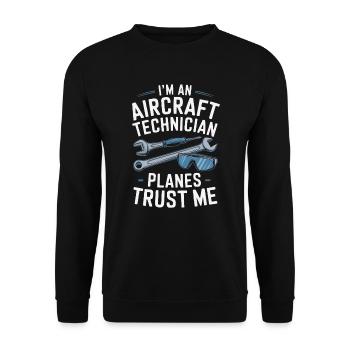 Aircraft Technician Avionics Maintenance Airport - Unisex Sweatshirt - black - Front - Alina (178cm) & Michal (187cm)