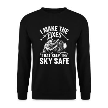 Aircraft Technician Avionics Maintenance Airport - Unisex Sweatshirt - black - Front - Alina (178cm) & Michal (187cm)