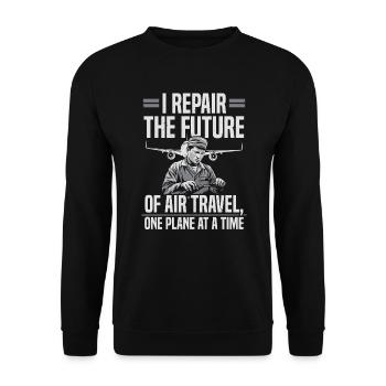 Aircraft Technician Avionics Maintenance Airport - Unisex Sweatshirt - black - Front - Alina (178cm) & Michal (187cm)