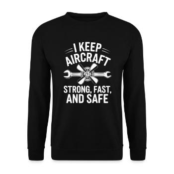 Aircraft Technician Avionics Maintenance Airport - Unisex Sweatshirt - black - Front - Alina (178cm) & Michal (187cm)