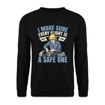 Aircraft Technician Avionics Maintenance Airport - Unisex Sweatshirt - black - Front - Alina (178cm) & Michal (187cm)